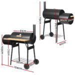 2-in-1 Offset BBQ Smoker Grill with Wheels Outdoor Charcoal Smoker - Image 5