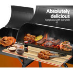 2-in-1 Offset BBQ Smoker Grill with Wheels Outdoor Charcoal Smoker - Image 2