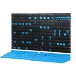 54 Piece Wall Mounted Tool Storage Rack Pegboard 62kg Capacity Blue Black