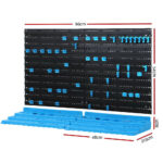 54 Piece Wall Mounted Tool Storage Rack Pegboard 62kg Capacity Blue Black - Image 4