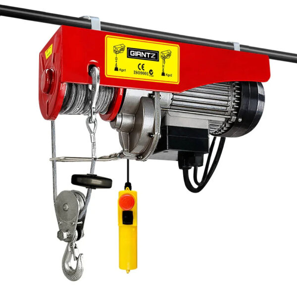 Electric Hoist Winch 510W – 125/250kg Lift, 18m Cable, Emergency Stop