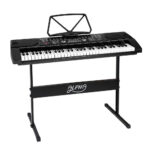 61 Key Electronic Keyboard Piano LED Display 255 Rhythms with Stand Black