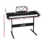 61 Key Electronic Keyboard Piano LED Display 255 Rhythms with Stand Black - Image 2