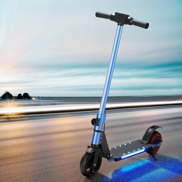 Electric Scooter 130W 16KM/H LED Light Folding Portable Riding Commuter Blue