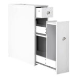 Artiss Bathroom Storage Caddy Toilet Paper Cabinet White MDF - Image 5