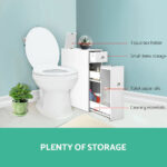Artiss Bathroom Storage Caddy Toilet Paper Cabinet White MDF - Image 7