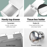 Artiss Bathroom Storage Caddy Toilet Paper Cabinet White MDF - Image 2