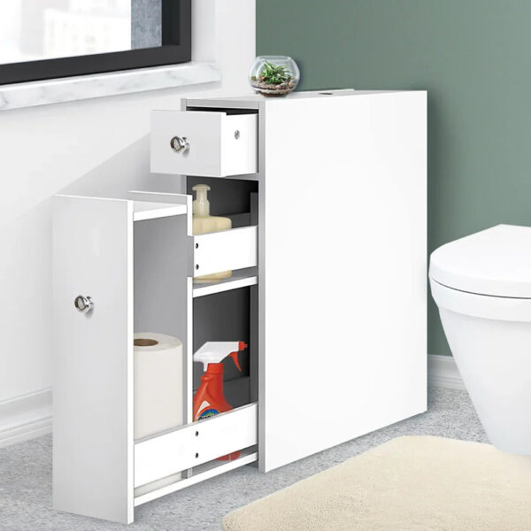Artiss Bathroom Storage Caddy Toilet Paper Cabinet White MDF