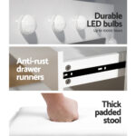Artiss LED Dressing Table with Mirror Stool 4 Drawers White Vanity Set - Image 4