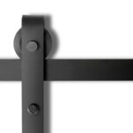 Sliding Barn Door Hardware Track Set Steel Roller Kit Black - Image 6