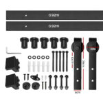 Sliding Barn Door Hardware Track Set Steel Roller Kit Black - Image 2