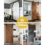 Sliding Barn Door Hardware Track Set Steel Roller Kit Black - Image 5