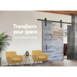 Sliding Barn Door Hardware Track Set Steel Roller Kit Black - Image 7