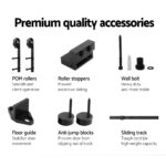 Sliding Barn Door Hardware Track Set Steel Roller Kit Black - Image 4