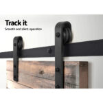 Sliding Barn Door Hardware Track Set Steel Roller Kit Black - Image 3