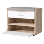 Artiss Shoe Storage Bench Cabinet Seat Drawer White Wooden Organizer - Image 4