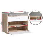 Artiss Shoe Storage Bench Cabinet Seat Drawer White Wooden Organizer - Image 2