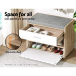 Artiss Shoe Storage Bench Cabinet Seat Drawer White Wooden Organizer - Image 6