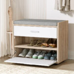 Artiss Shoe Storage Bench Cabinet Seat Drawer White Wooden Organizer