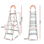 6 Step Folding Aluminium Ladder Lightweight Non Slip Multi Purpose - Image 4