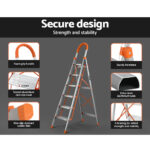 6 Step Folding Aluminium Ladder Lightweight Non Slip Multi Purpose - Image 5