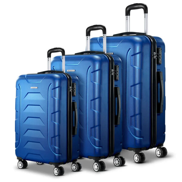 3pc Hard Shell Luggage Set TSA Lock Spinner Suitcase Blue