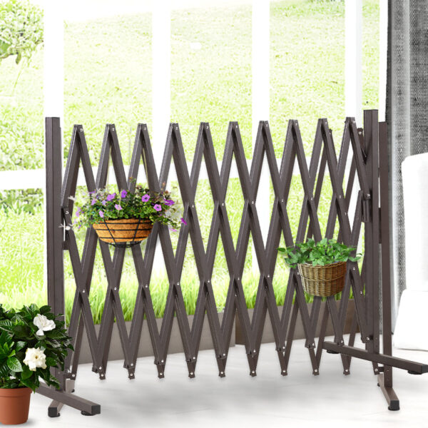 Expandable Barrier Gate – Metal Security Fence 330cm Brown