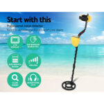 LCD Metal Detector Waterproof Coil Gold Finder Headphones Yellow - Image 3