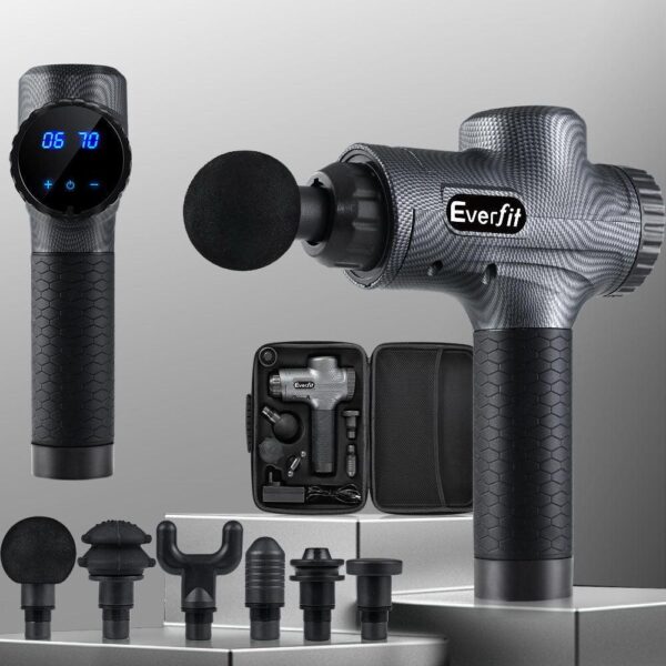 Massage Gun 30 Speed 6 Heads 4000RPM Deep Tissue 8Hr Battery Grey