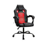 Artiss Massage Gaming Chair PU Leather Reclining Office Chair with 2 Zone Massage Black - Image 4