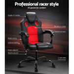 Artiss Massage Gaming Chair PU Leather Reclining Office Chair with 2 Zone Massage Black - Image 3
