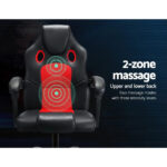 Artiss Massage Gaming Chair PU Leather Reclining Office Chair with 2 Zone Massage Black - Image 5