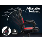 Artiss Massage Gaming Chair PU Leather Reclining Office Chair with 2 Zone Massage Black - Image 6