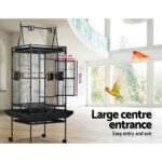 Large Wrought Iron Bird Cage – Play‑Top, Lockable Wheels, Slide‑Out Trays - Image 2