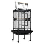 Large Wrought Iron Bird Cage – Play‑Top, Lockable Wheels, Slide‑Out Trays - Image 4