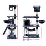 141cm Cat Tree Scratching Post Tower with Hammock & Swing Grey - Image 3