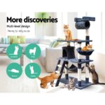 141cm Cat Tree Scratching Post Tower with Hammock & Swing Grey - Image 4