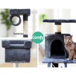 141cm Cat Tree Scratching Post Tower with Hammock & Swing Grey - Image 6