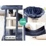 141cm Cat Tree Scratching Post Tower with Hammock & Swing Grey - Image 7