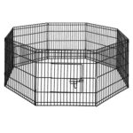 24" Pet Playpen – 8‑Panel Foldable Dog Fence Black Steel with Door - Image 4