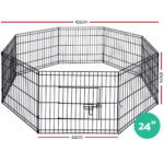 24" Pet Playpen – 8‑Panel Foldable Dog Fence Black Steel with Door - Image 2