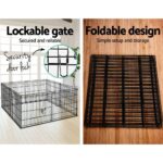 24" Pet Playpen – 8‑Panel Foldable Dog Fence Black Steel with Door - Image 3