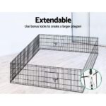 24" Pet Playpen – 8‑Panel Foldable Dog Fence Black Steel with Door - Image 7
