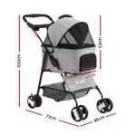 3-in-1 Pet Stroller Dog Cat Pram Carrier Car Seat Foldable Grey 25kg - Image 5