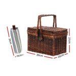 4‑Person Picnic Basket – Willow Hamper with Insulated Liquor Bag & Full Set - Image 3