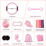 Everfit Pilates Ring Set for Women, 15pcs Home Workout Pilates Equipment with Ring, Ball, Yoga Socks, D-Ring etc. Pilates Starter Kit for Strength, Toning and Flexibility Pink - Image 8