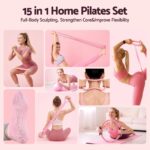 Everfit Pilates Ring Set for Women, 15pcs Home Workout Pilates Equipment with Ring, Ball, Yoga Socks, D-Ring etc. Pilates Starter Kit for Strength, Toning and Flexibility Pink - Image 2