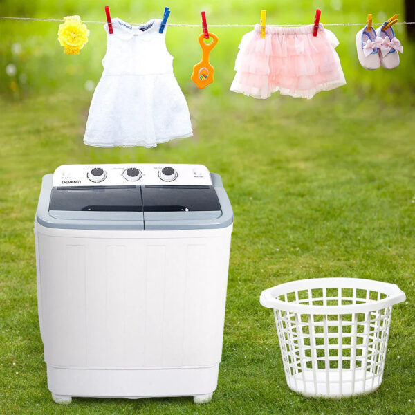 5kg Portable Washing Machine – Twin Tub, Camping, 240W Wash/120W Spin