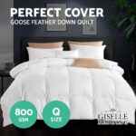 800gsm Goose Down Feather Quilt – Queen Size, 100% Cotton Cover, Winter Warm - Image 3