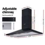 900mm Range Hood – Wall Mounted, Strong Suction, 3‑Speed, LED, Black - Image 5